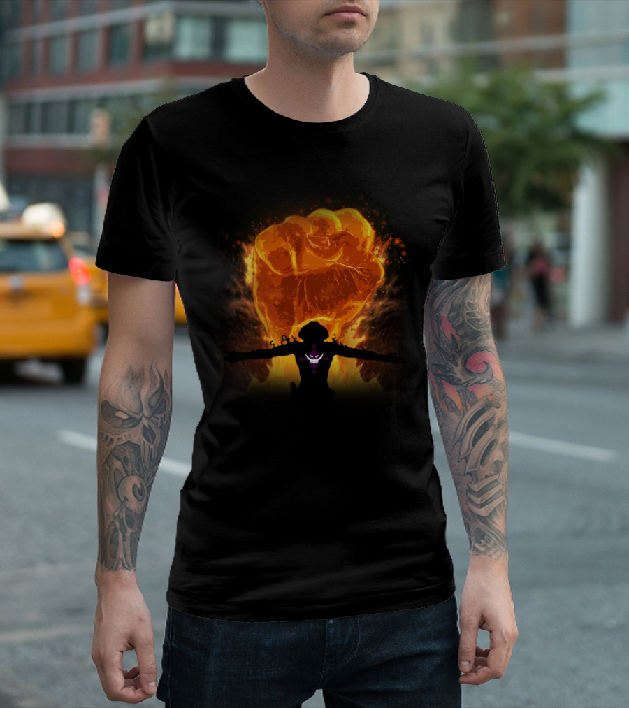Ace Fire Fist One Piece Silhouette Flame Fist Power T-Shirt