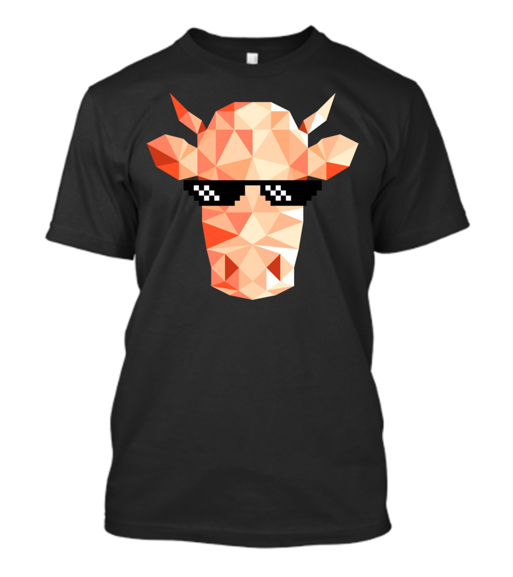 Thug Life Cow Pixelated Sunglasses Geometric T-Shirt
