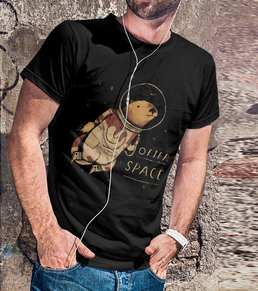 Otter Space Astronaut Floating Among Stars T-Shirt
