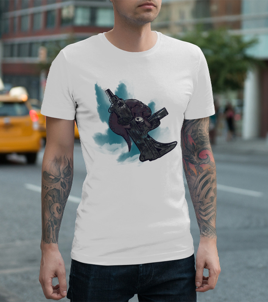 Ottermatic Weapon Adorable Otter Hugging Gun T-Shirt
