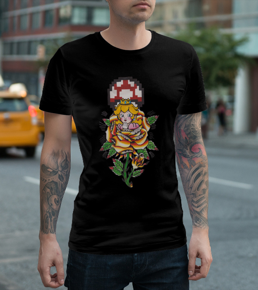 Princess Fire Flower Pixel Art Blossom T-Shirt