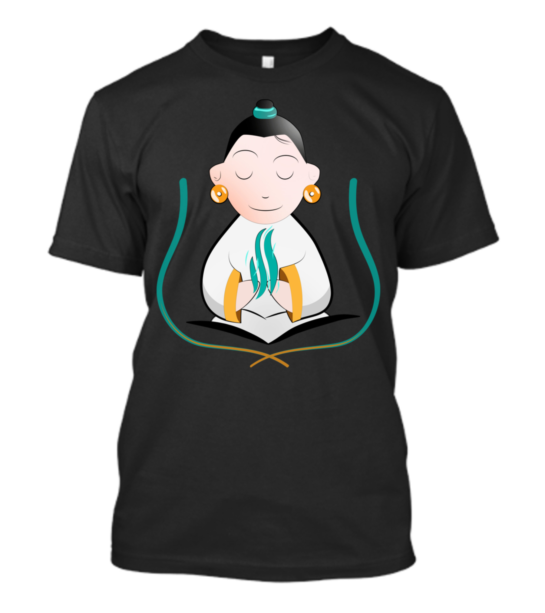 Meditating Zen Monk In Peaceful Pose With Asian Calligraphy Influence T-Shirt