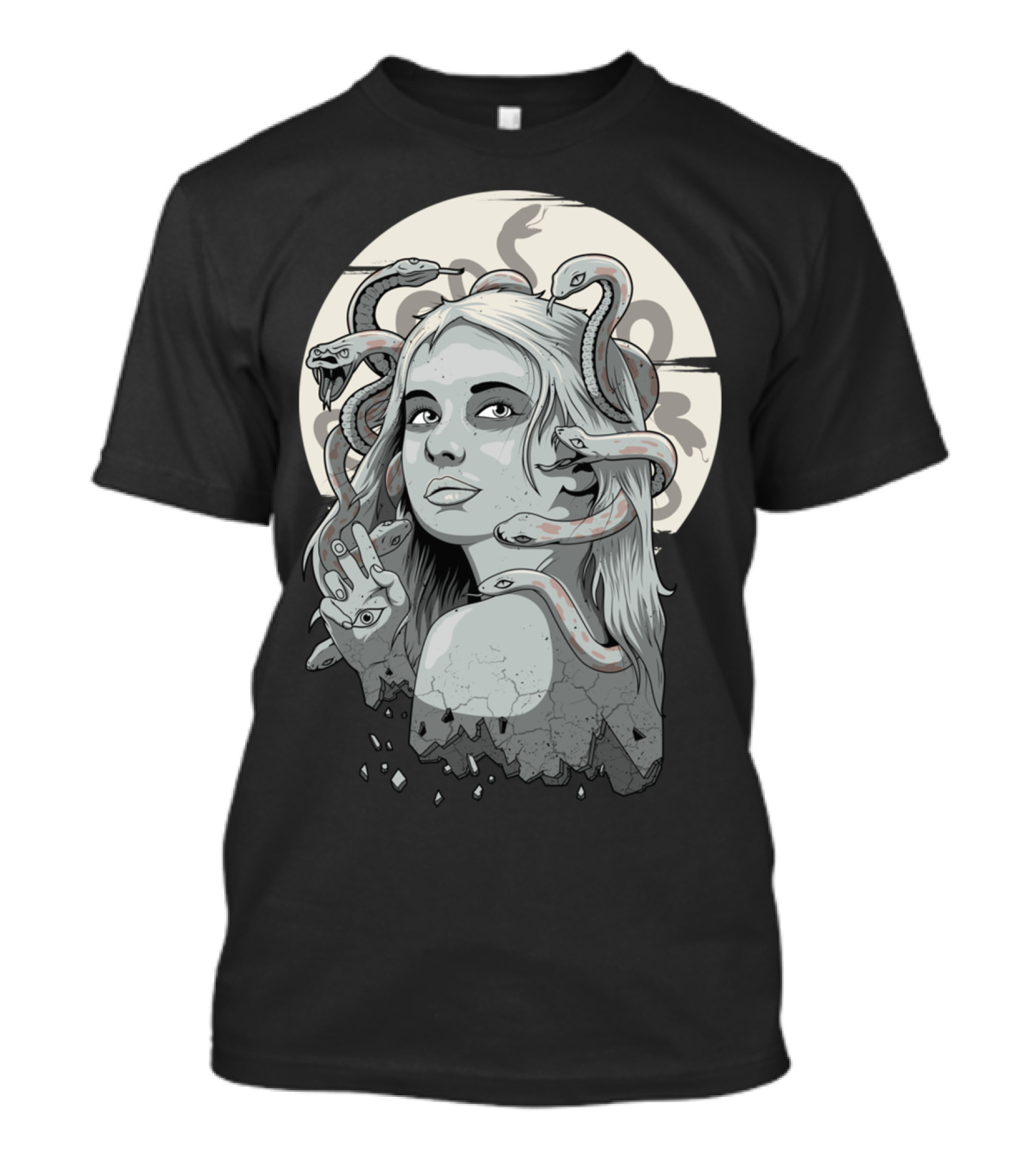 Medusa Serpentine Gaze Under The Moon T-Shirt