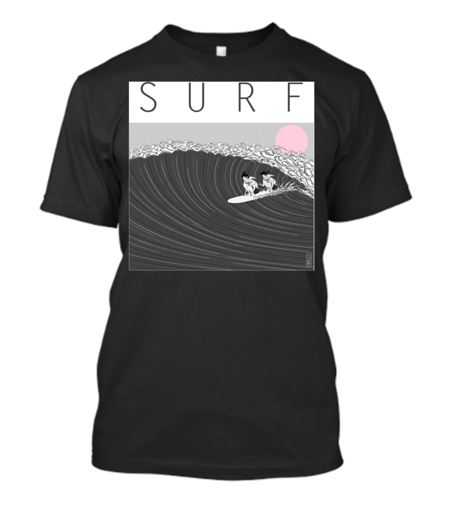 SURF Japanese Ukiyo-e Style Sunset Wave Surfing T-Shirt