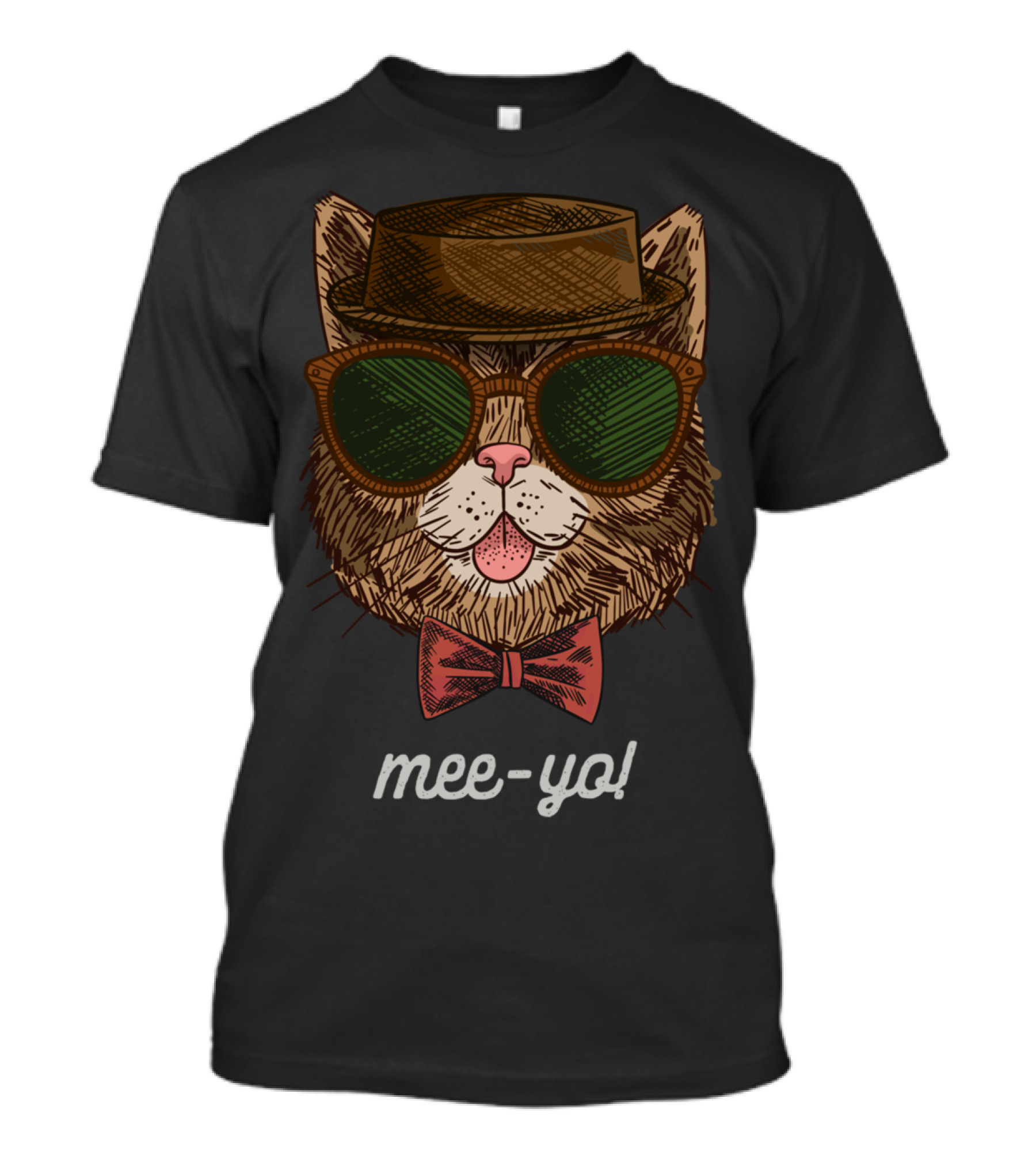 Mee Yo Cool Hipster Cat With Hat And Sunglasses T-Shirt