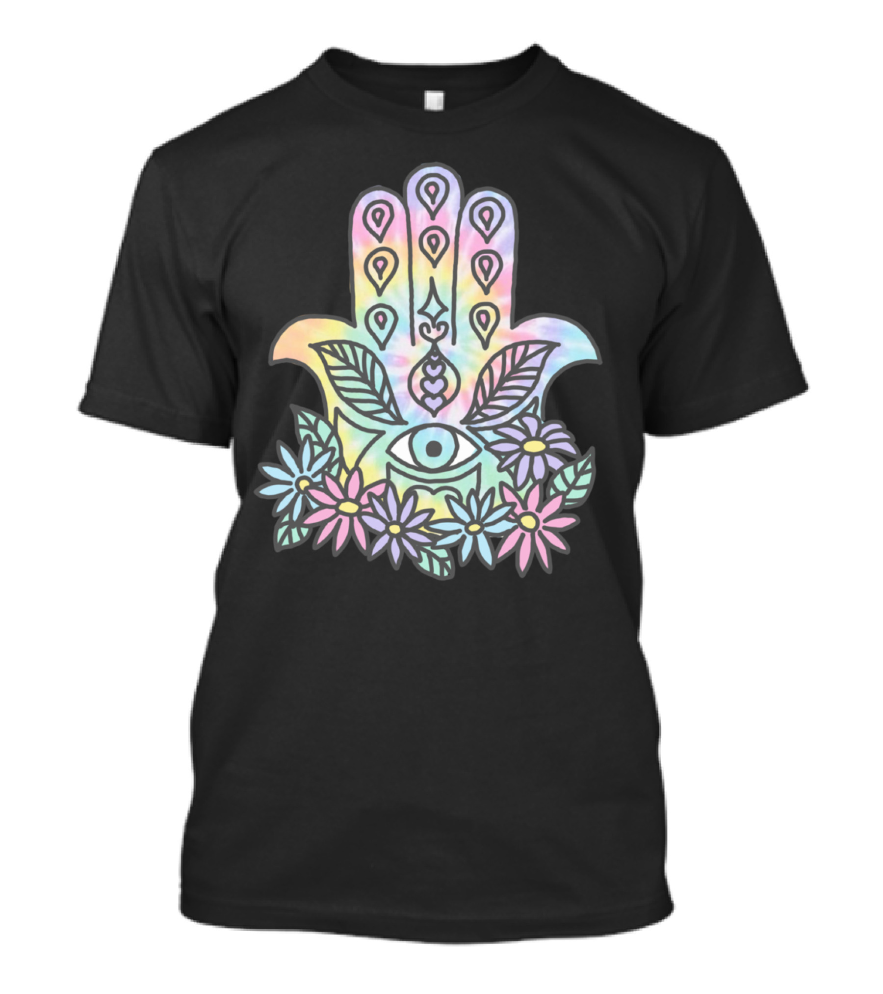 Tie Dye Boho Hamsa Evil Eye Peace Flowers T-Shirt