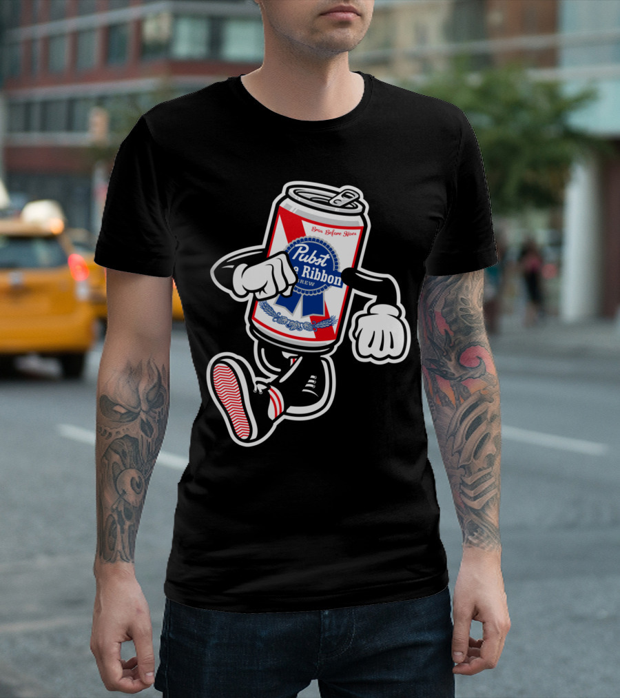 Pabst Blue Ribbon Can Cartoon Bros Before Brews T-Shirt
