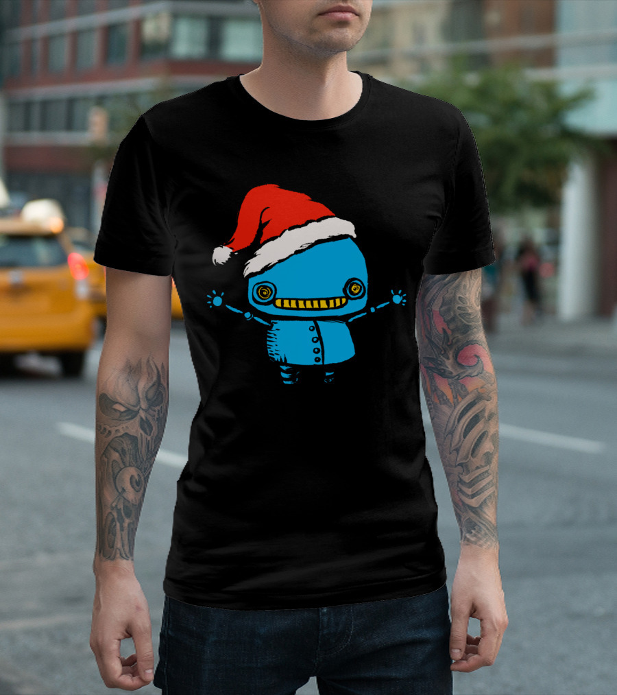 Cute Robot Kids Santa Elf Christmas Character T-Shirt