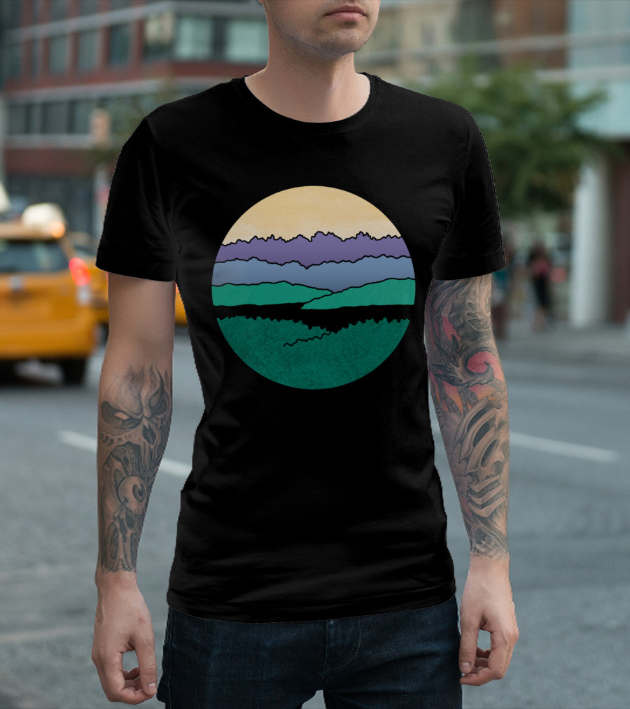 Mountains Over The Sound Scenic Layered Landscape T-Shirt