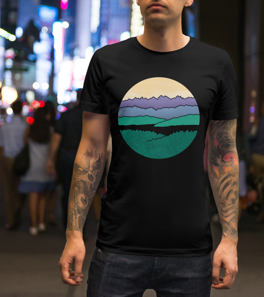 Mountains Over The Sound Scenic Layered Landscape T-Shirt