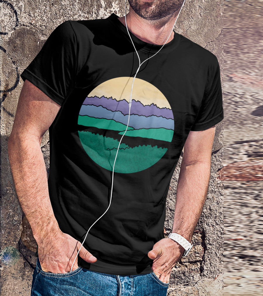 Mountains Over The Sound Scenic Layered Landscape T-Shirt