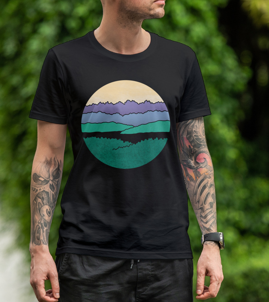 Mountains Over The Sound Scenic Layered Landscape T-Shirt