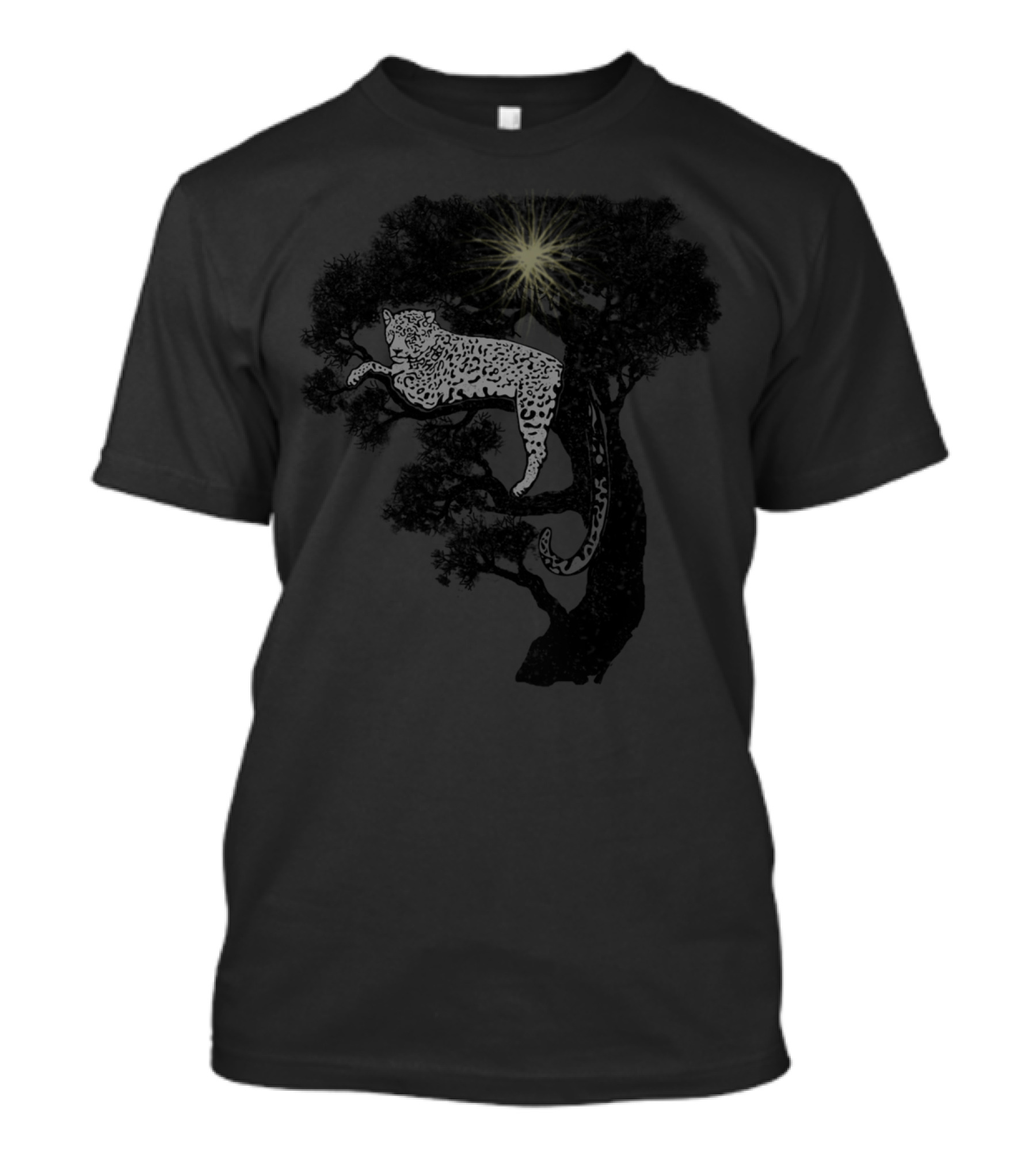 Tiger Break Leopard Resting Serenely In Midnight Jungle T-Shirt
