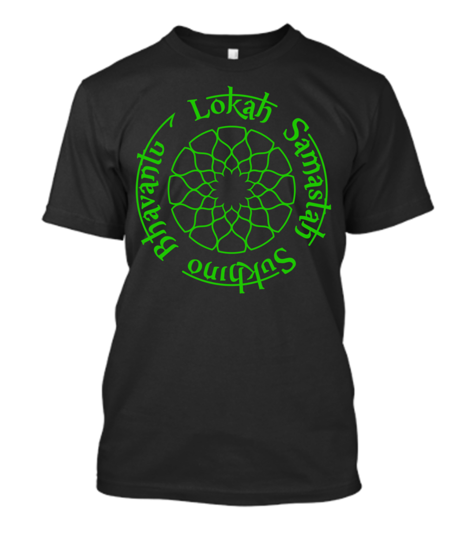 Lokah Samastah Sukhino Bhavantu Mandala Green T-Shirt
