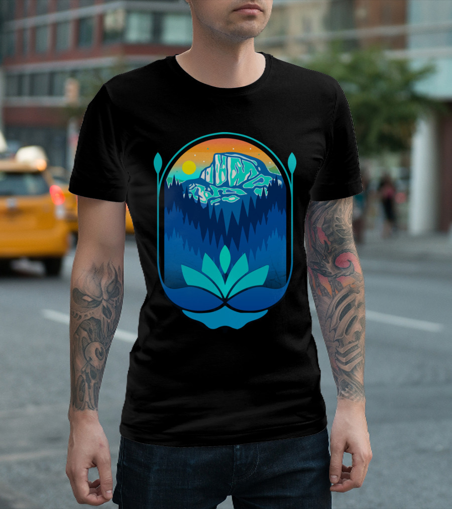 Yosemite Half Dome Mountains Wild Flower Sunrise T-Shirt