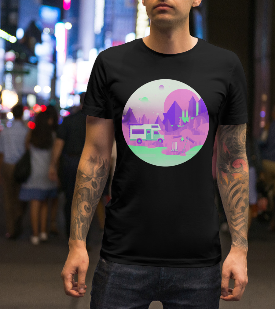 Outer Space Camping Futuristic Pastel Wilderness Adventure T-Shirt