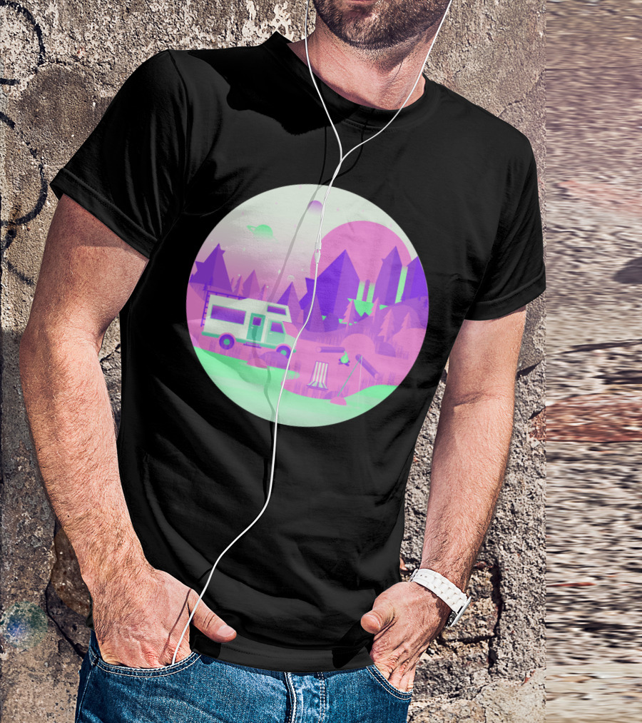 Outer Space Camping Futuristic Pastel Wilderness Adventure T-Shirt