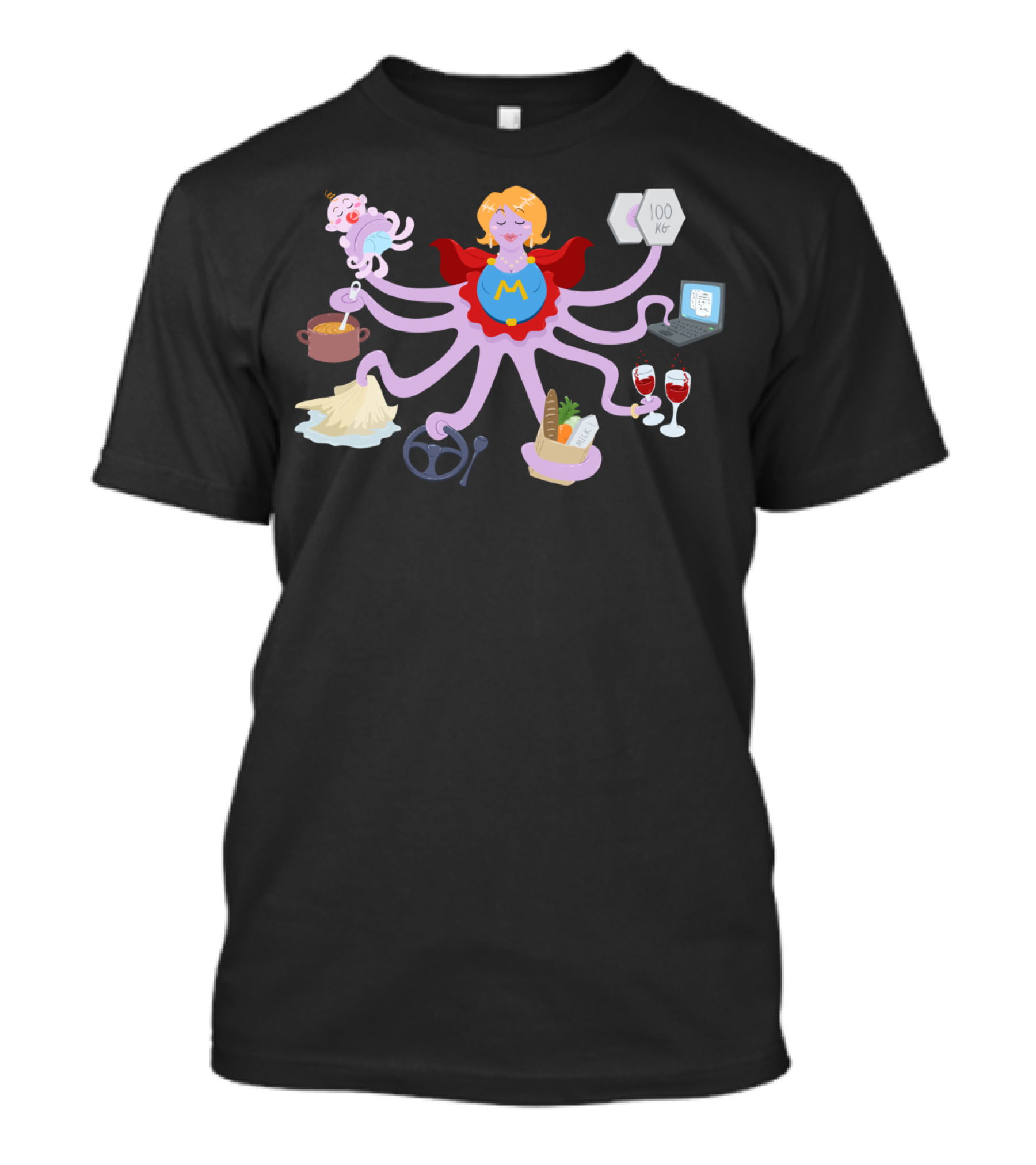 Super Mom Multitasking Octopus Hero T-Shirt