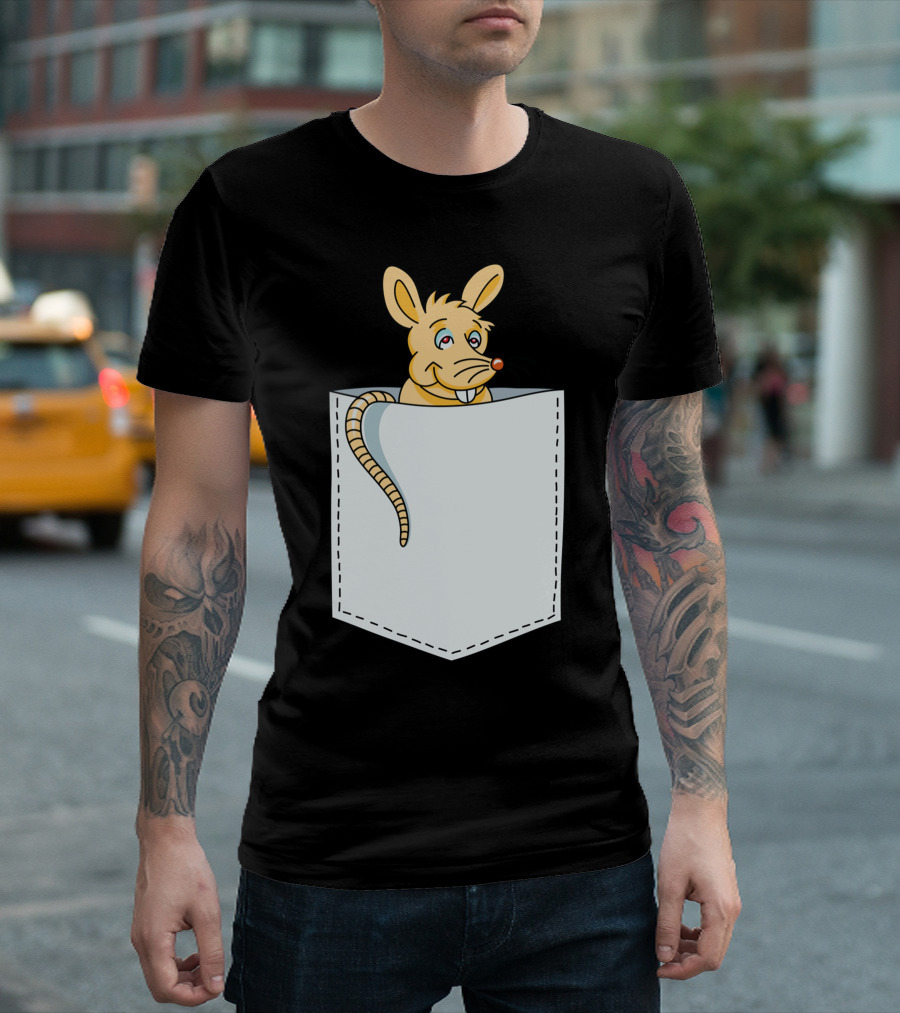 Mouse Rat Peeking From Pocket T-Shirt