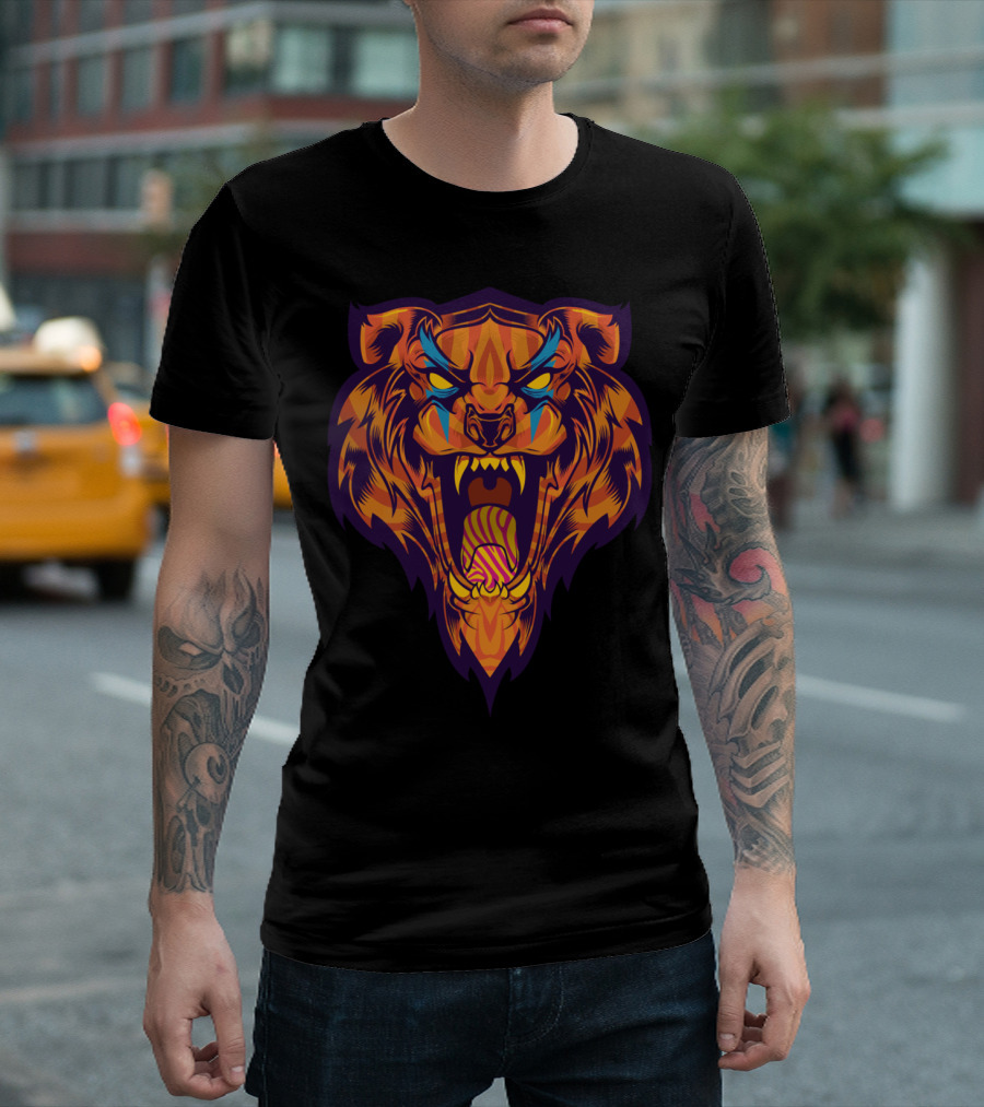 Tiger Tiger Roaring With Intense Fierce Expression T-Shirt