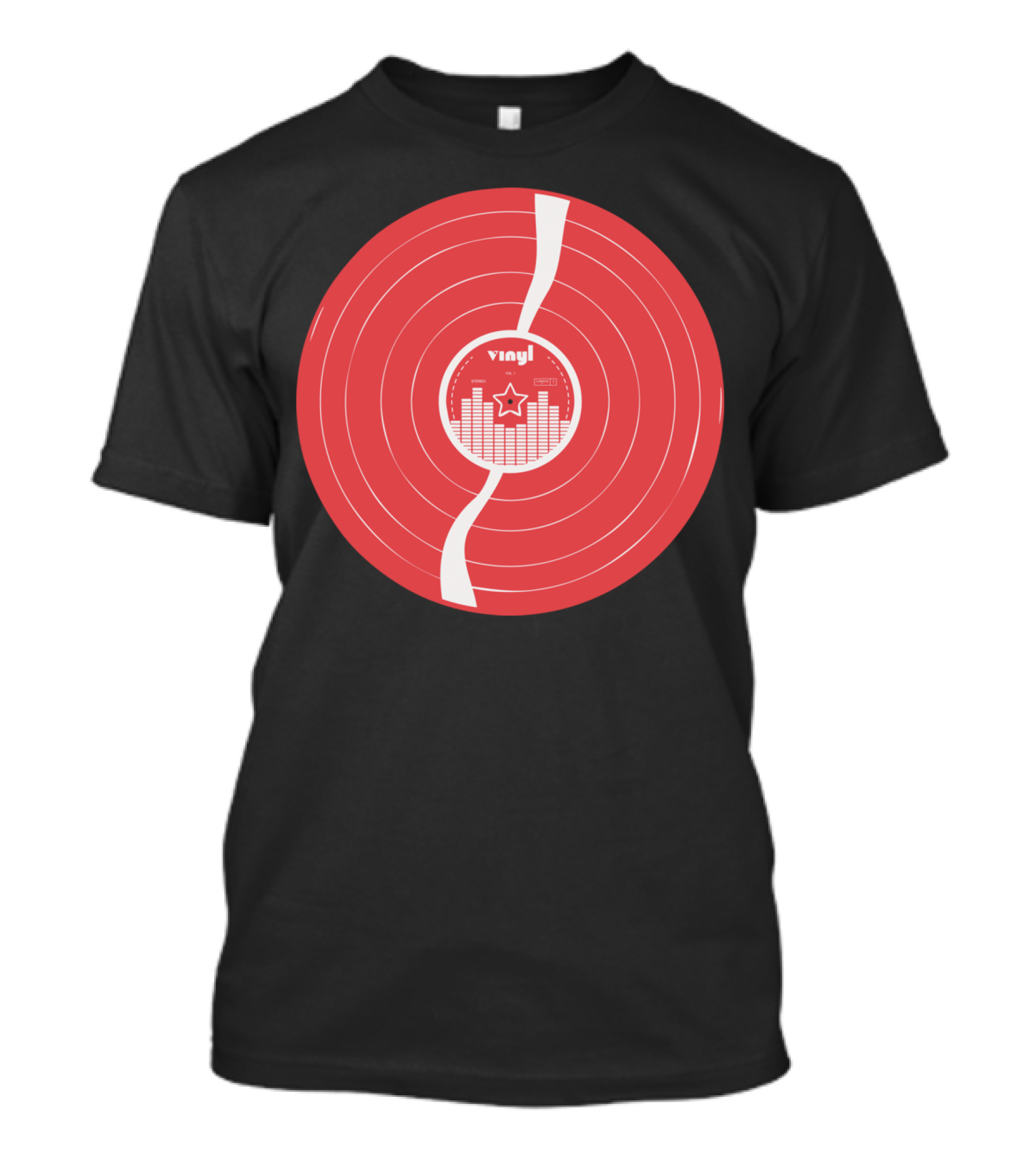 Vinyl Record Star Sound Waves Red T-Shirt