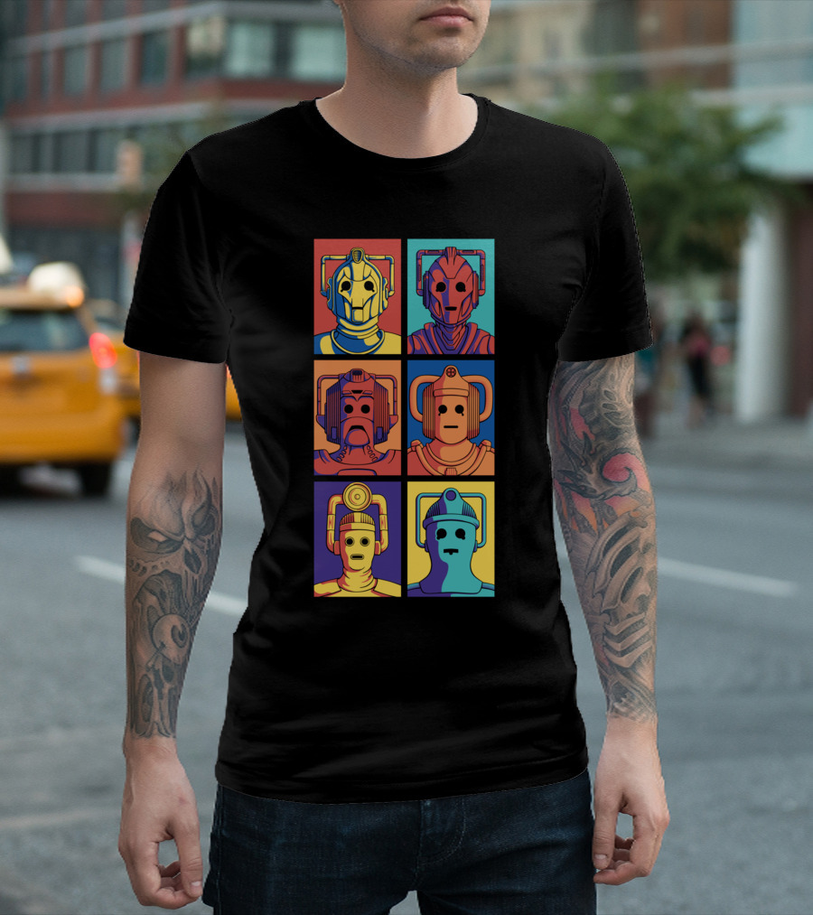 Cyberpop Evolution Robot Faces Retro Pop T-Shirt