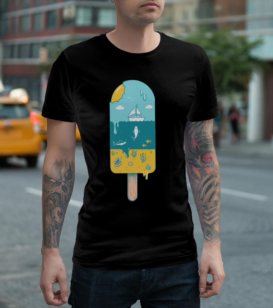 Melted Landscape Ice Cream Ocean Adventure T-Shirt