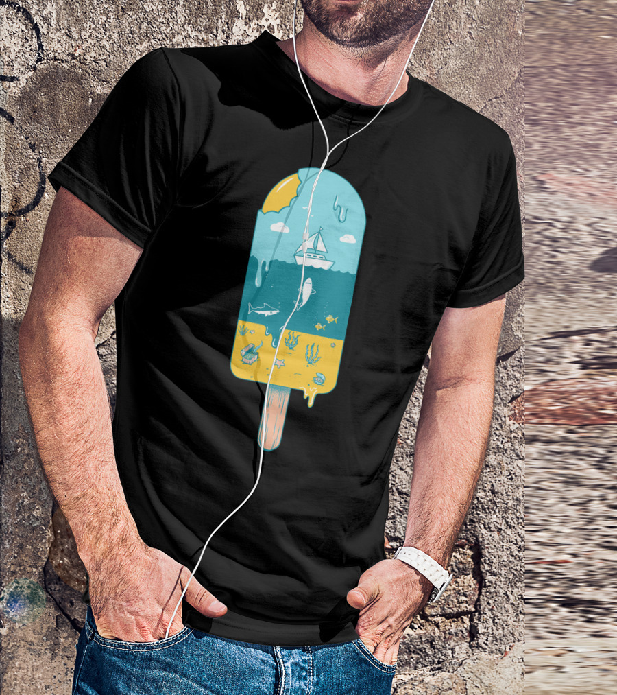 Melted Landscape Ice Cream Ocean Adventure T-Shirt