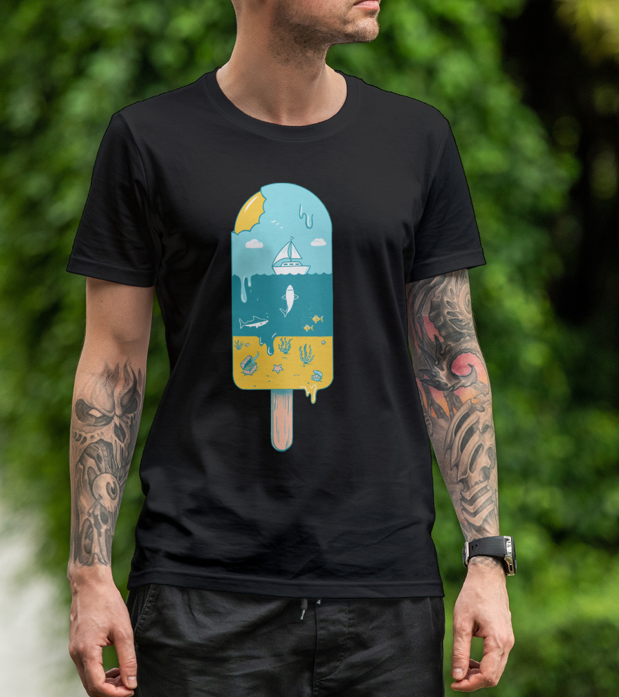 Melted Landscape Ice Cream Ocean Adventure T-Shirt