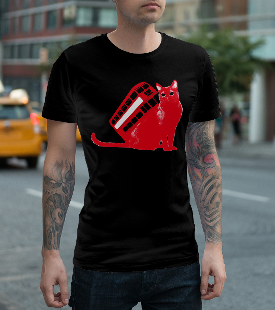 LONDON CATBUS RED DOUBLE-DECKER CAT IMAGE T-Shirt