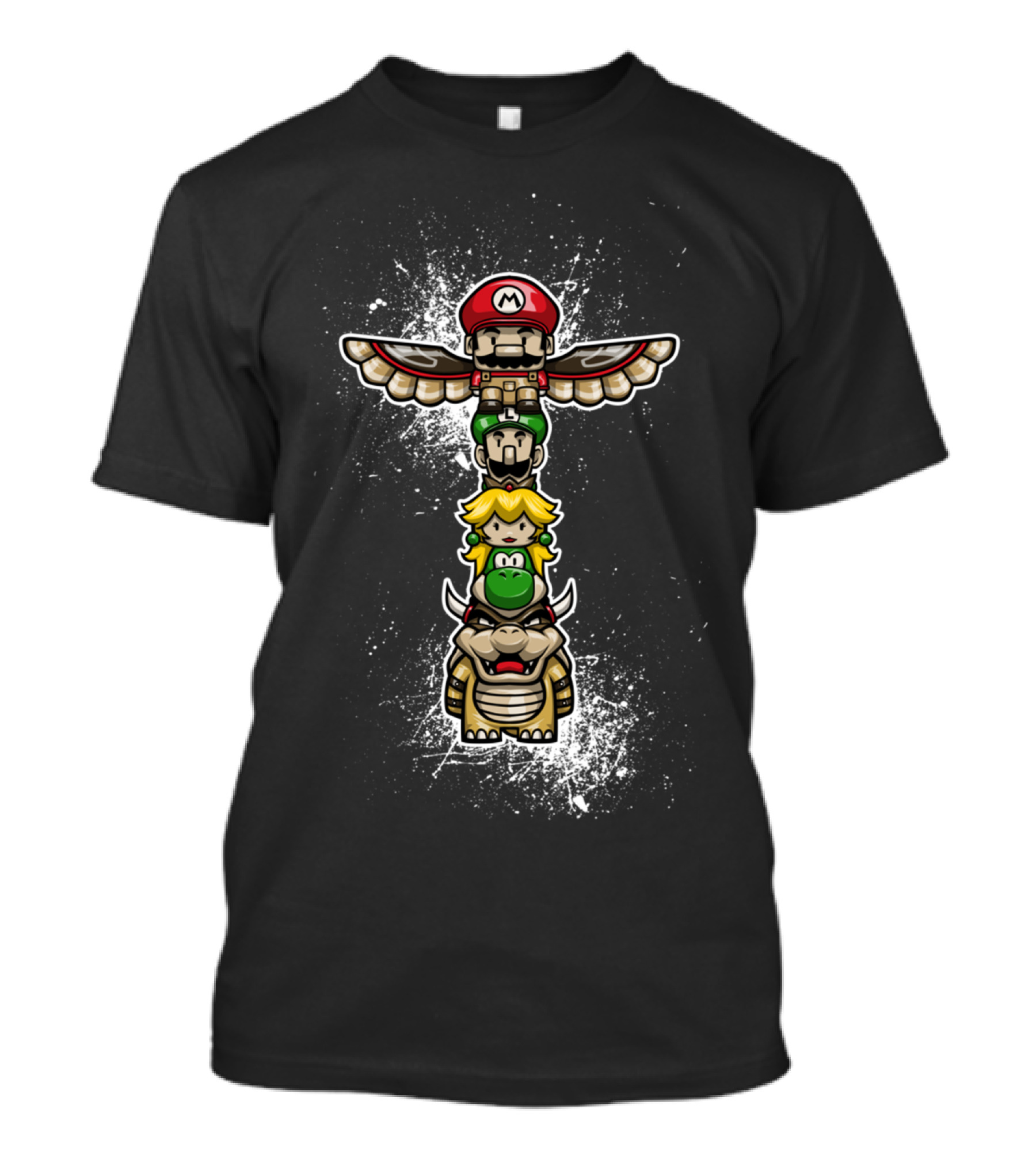 Super Totem Mario Luigi Peach Yoshi Bowser Stack T-Shirt