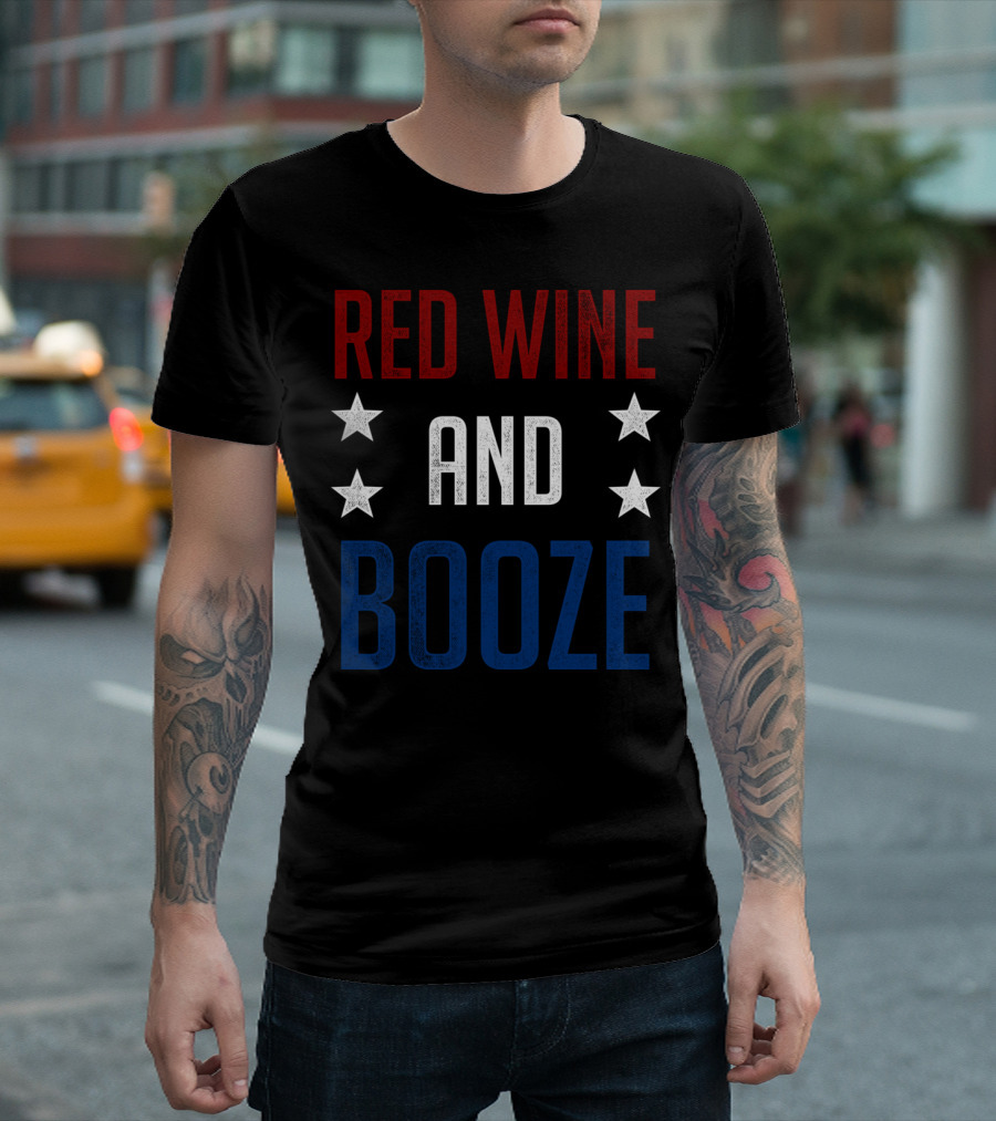 RED WINE AND BOOZE WITH STARS T-Shirt
