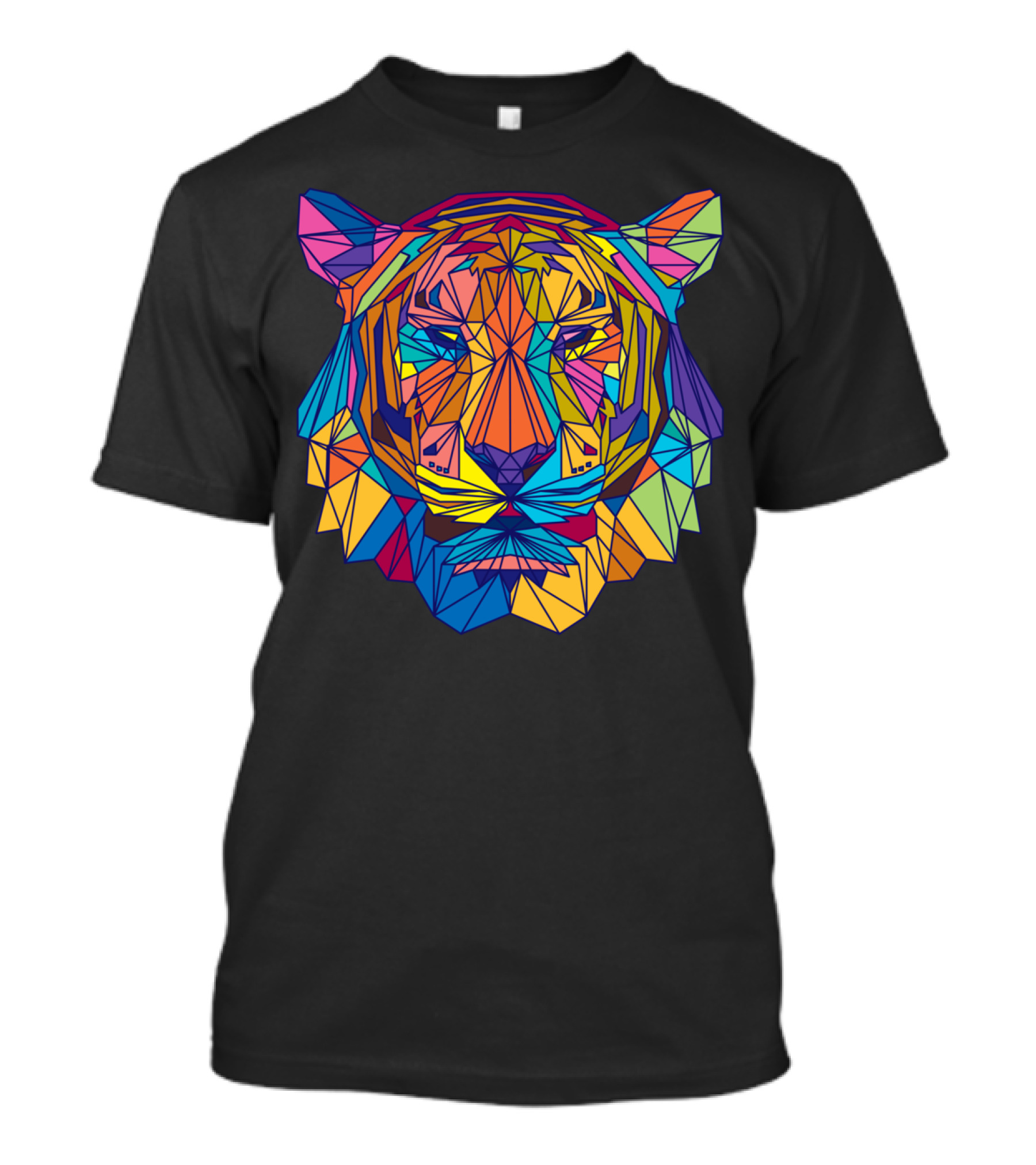 Tigran Geometric Multicolor Tiger Face T-Shirt