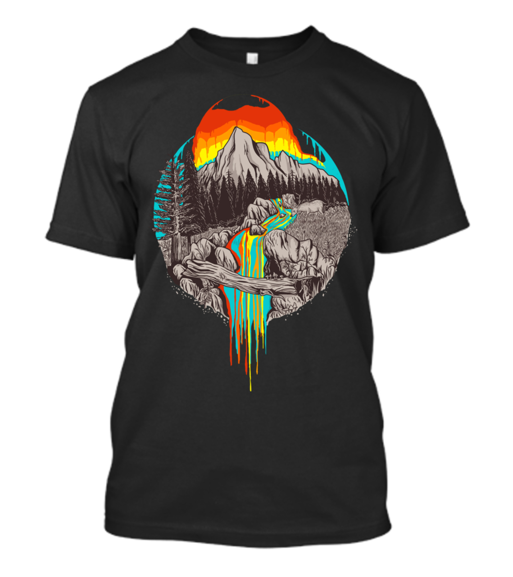 Meltingsun Mountain Landscape Flowing Colors T-Shirt