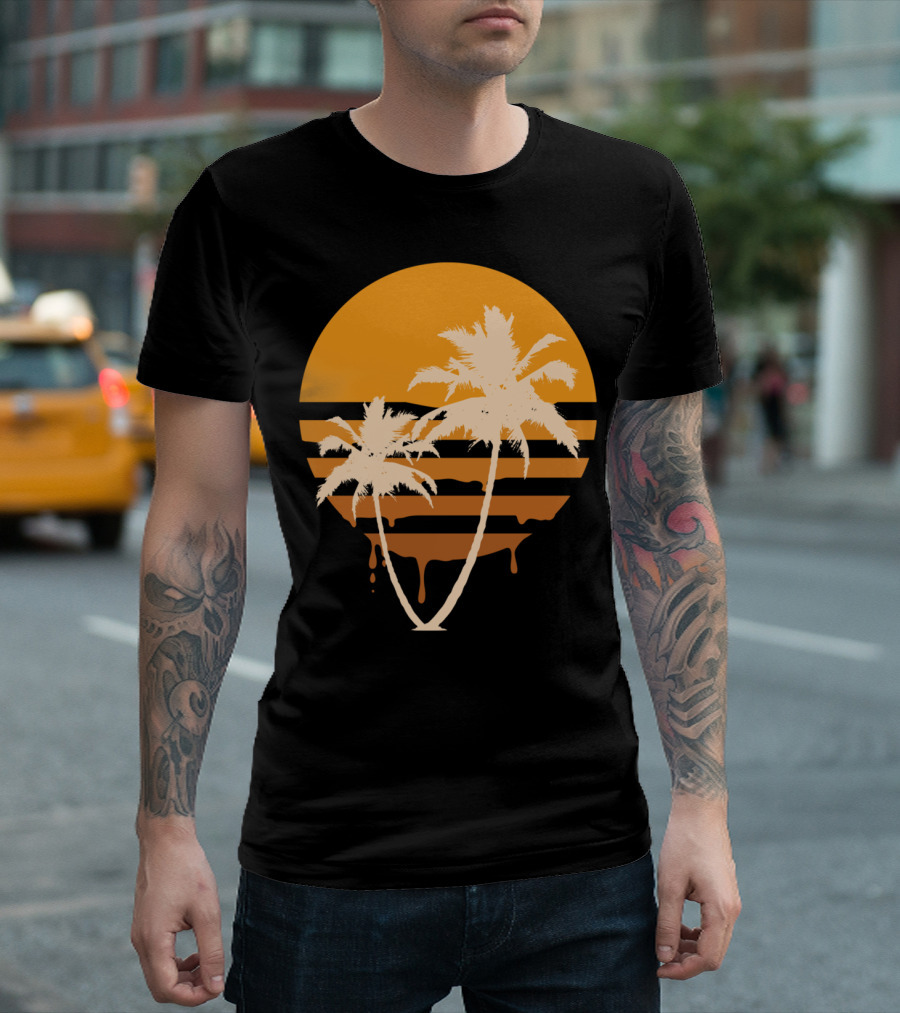 Melty Summer Ven Orange Sunset Palm Trees T-Shirt