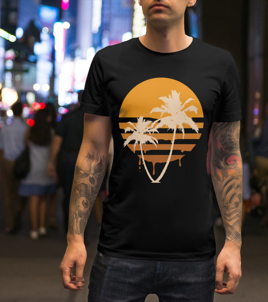 Melty Summer Ven Orange Sunset Palm Trees T-Shirt