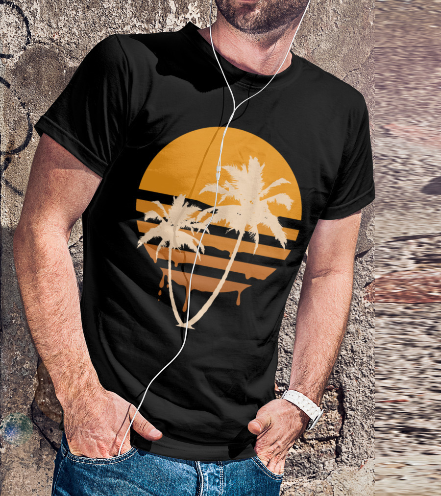 Melty Summer Ven Orange Sunset Palm Trees T-Shirt