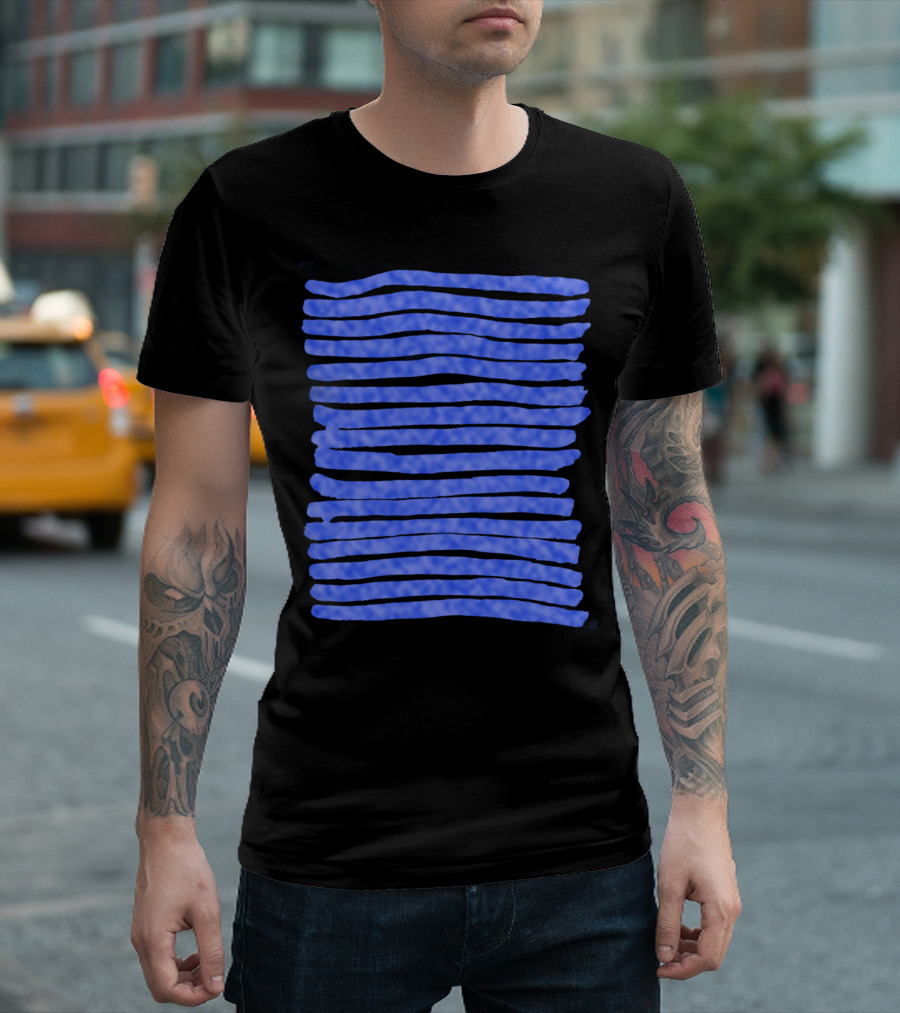 Winter Lines Blue Stripes T-Shirt