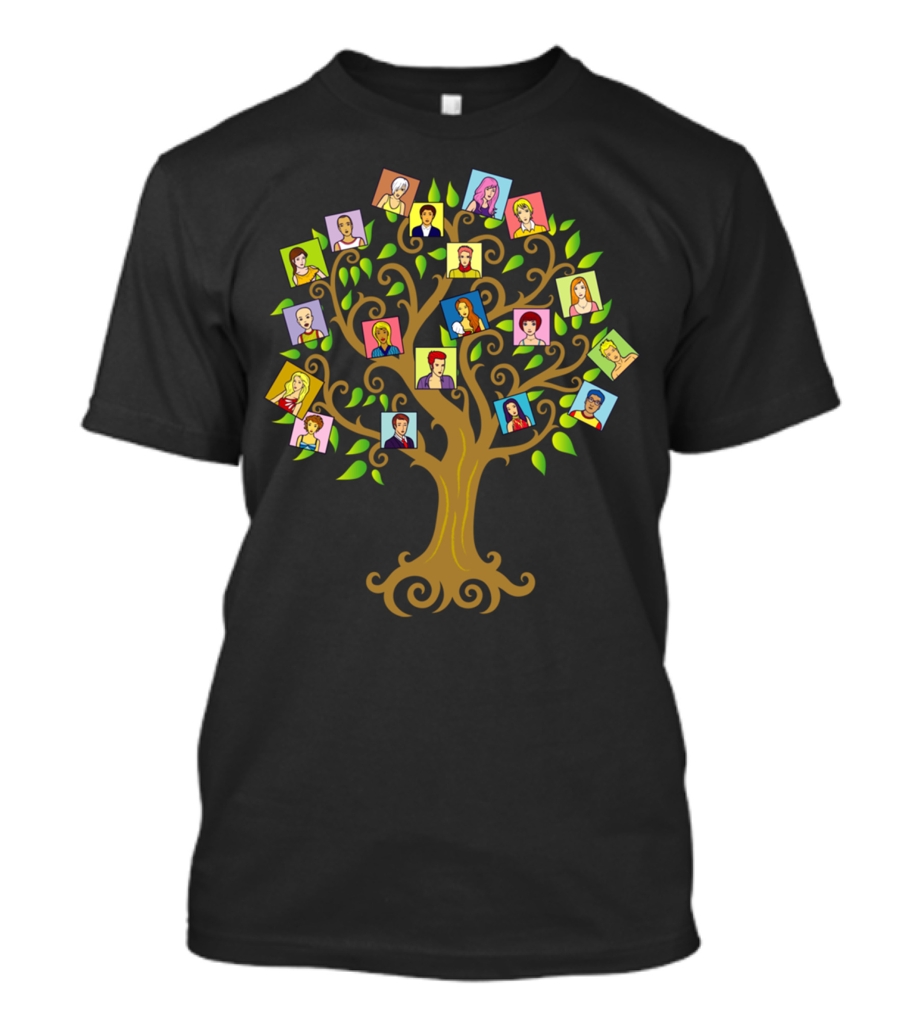 Portraits Of Life Family Tree With Colorful T-Shirt