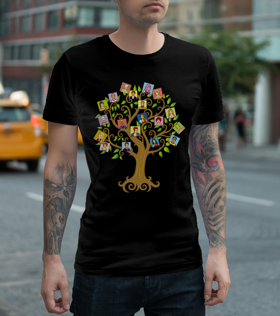 Portraits Of Life Family Tree With Colorful T-Shirt