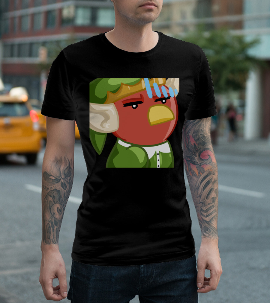 RedHumbug Scowling Festive Bird with Green Hat T-Shirt