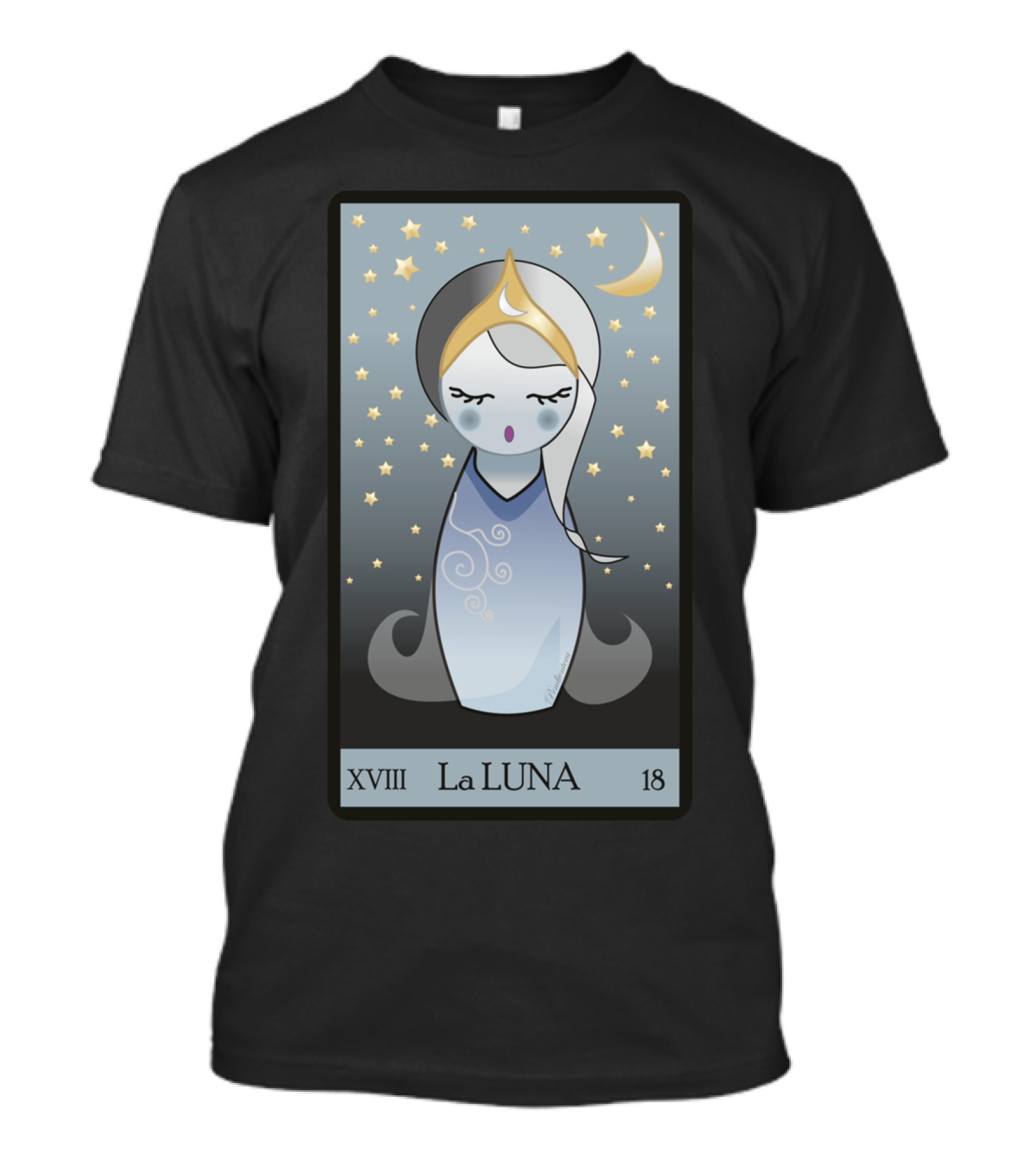 Kokeshi La Luna Moon Tarot Card XVIII 18 Stars T-Shirt
