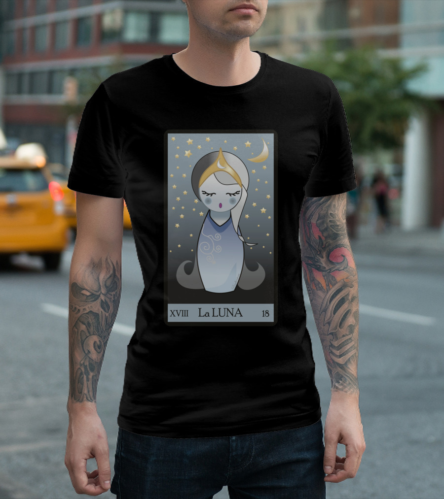 Kokeshi La Luna Moon Tarot Card XVIII 18 Stars T-Shirt