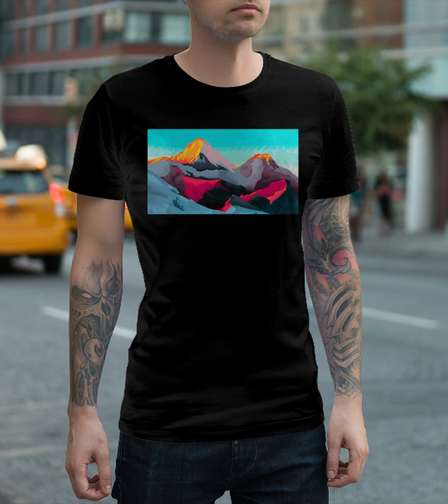Fire Mountain Vibrant Sunrise Peaks T-Shirt