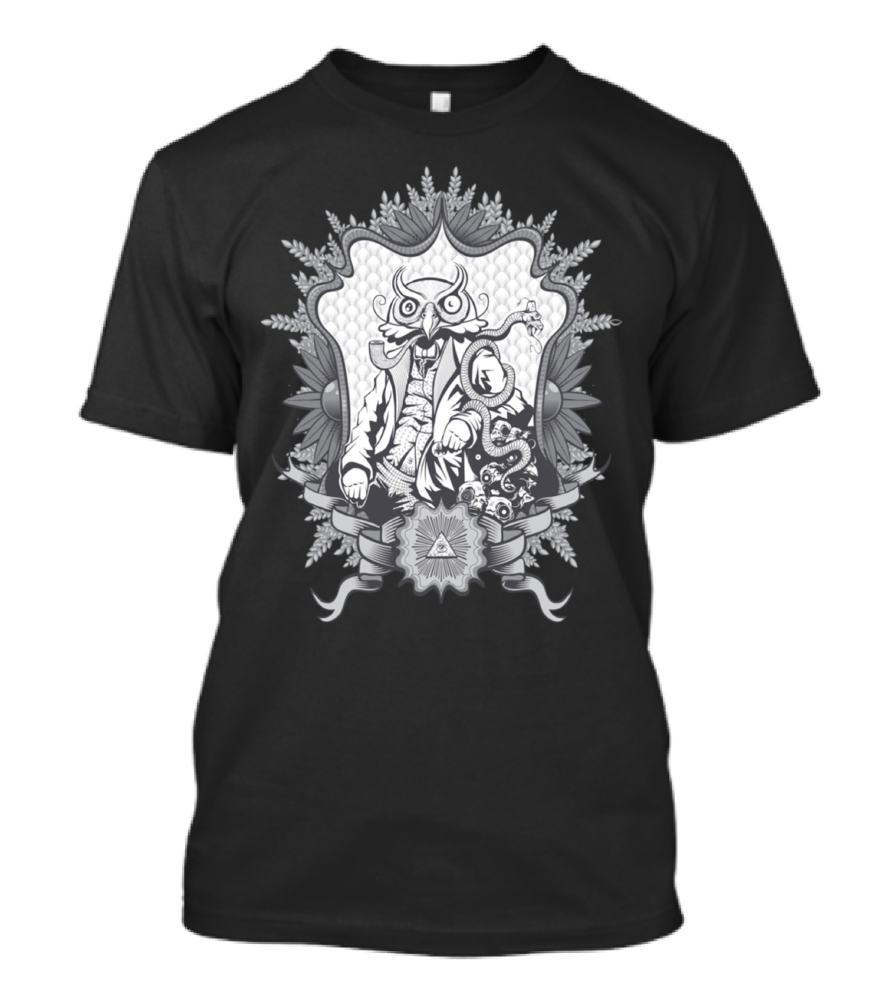 Owl Dressed Up In Ornate Suit With Octopus And Pyramid T-Shirt