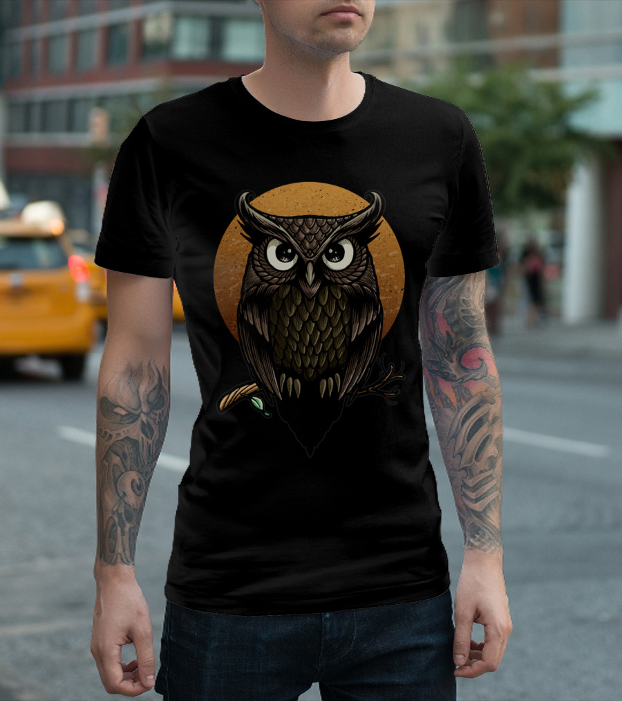 Owl Fullmoon Dark Branch Mystical Guardian T-Shirt