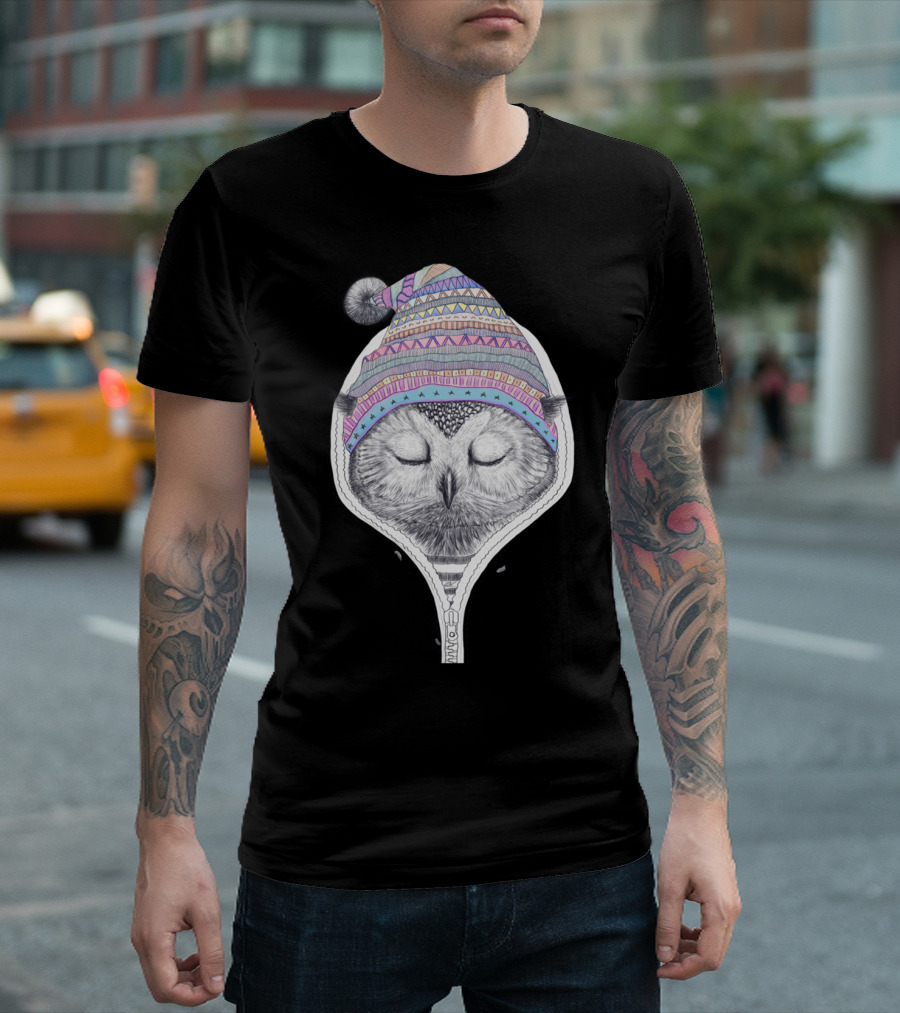 Owl In Colorful Knit T-Shirt