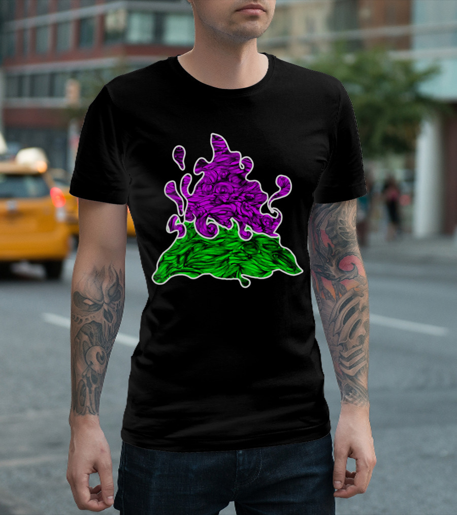 Fire Elemental Swirl With Vibrant Purple And Green Abstract T-Shirt