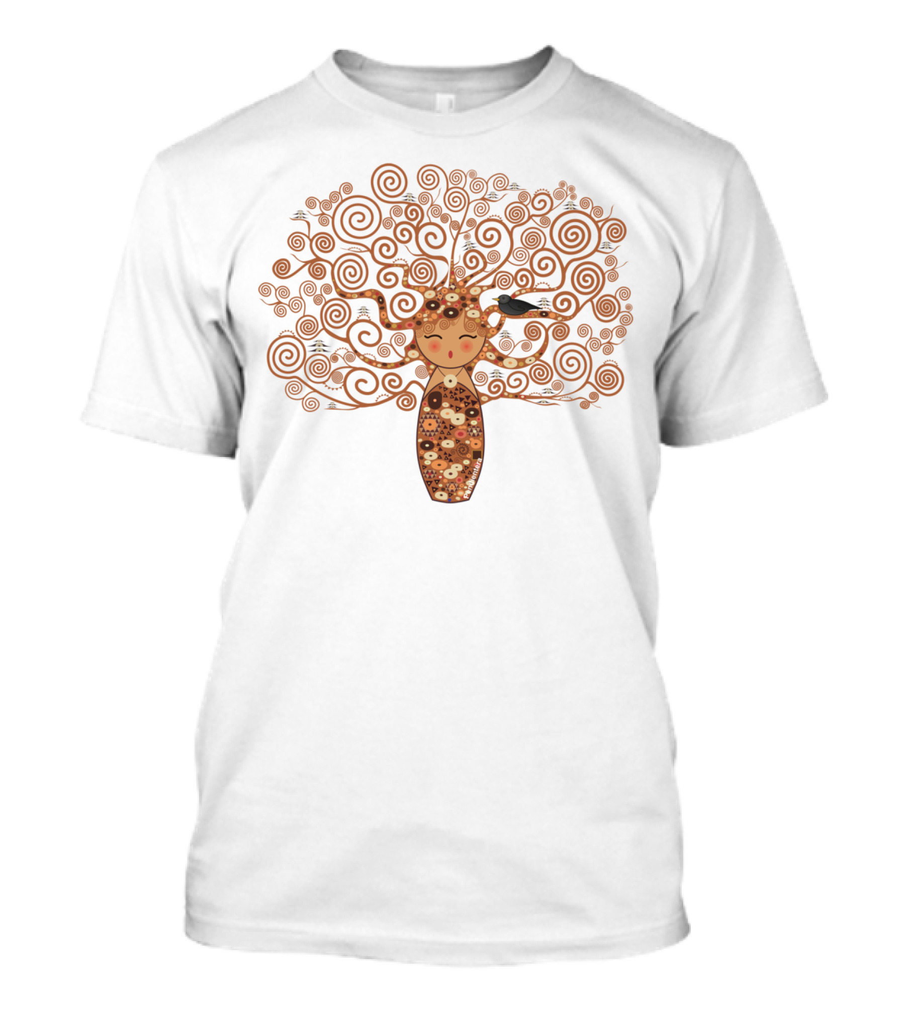 Kokeshi Tree Of Life Klimt Style Spiral T-Shirt