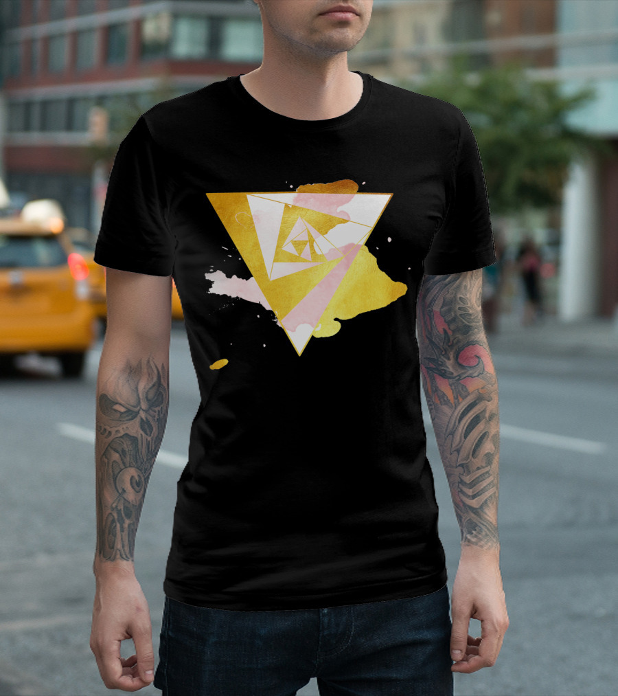 Fire Passion Geometric Gold Triangle T-Shirt
